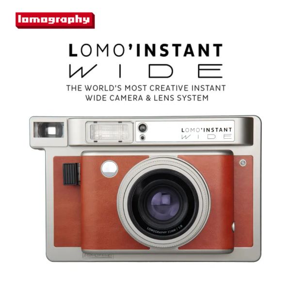 Lomographie de caméra Lomo'instant large caméra noire / blanc / brun et objectif