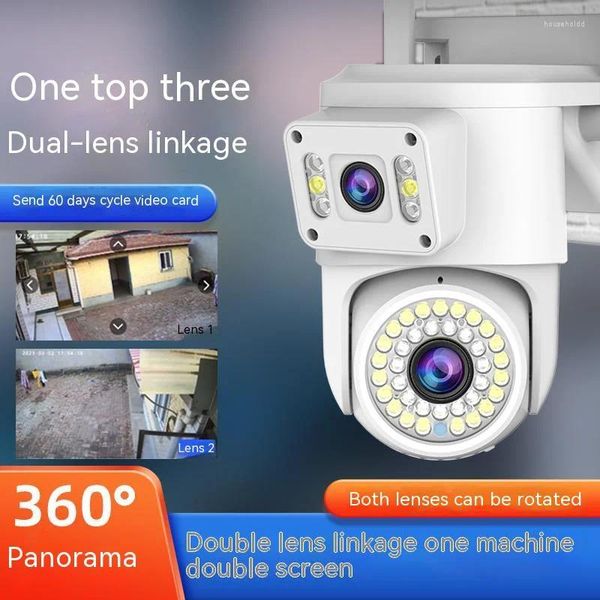 Caméra extérieure WiFi PTZ trois objectifs double écran 4X Zoom optique suivi automatique IP66 étanche sécurité CCTV