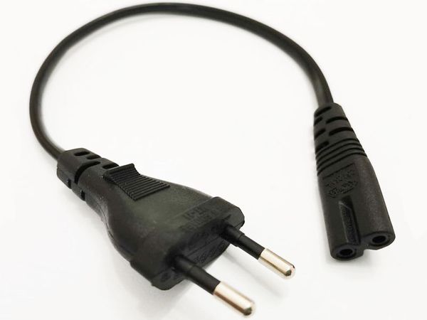Câble adaptateur d'alimentation pour appareil photo, prise mâle ronde européenne à 2 broches vers cordon de prise IEC 60320 C7 pour appareil photo numérique/DHL gratuit/100 pièces
