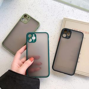 Étuis de téléphone pare-chocs de protection de caméra pour iPhone 15 14 13 12 6.1 mini 11 11 Pro Max XR XS Max X 8 7 6S Plus couverture arrière antichoc translucide mate