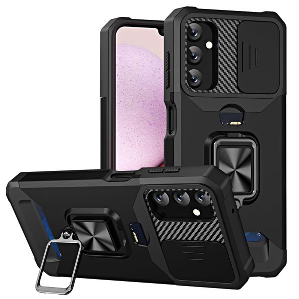 Fundas de protección de cámara para Samsung A14 A34 A54 A13 A33 A23 A53 A73 A72 A52 A22 A32 5G 4G anillo de teléfono tarjetero a prueba de golpes