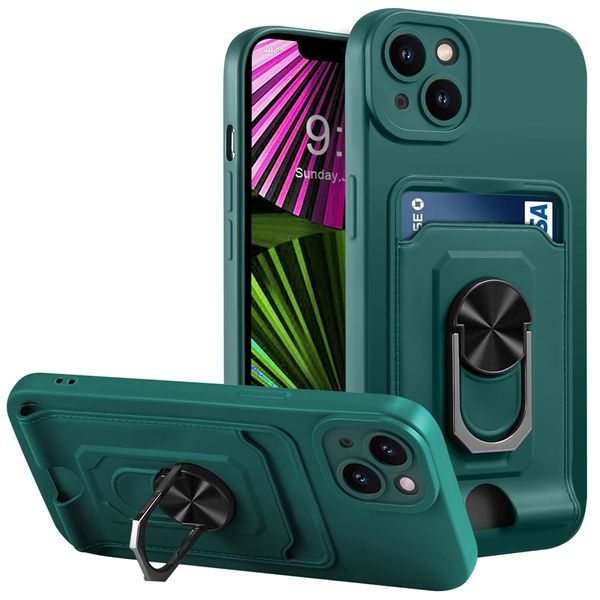 Étui de téléphone avec fente pour carte de support d'appareil photo pour iPhone 15 14 13 12 11 Pro Max XR XS 6 7 8 Plus Protection multifonction 360 étuis antichoc