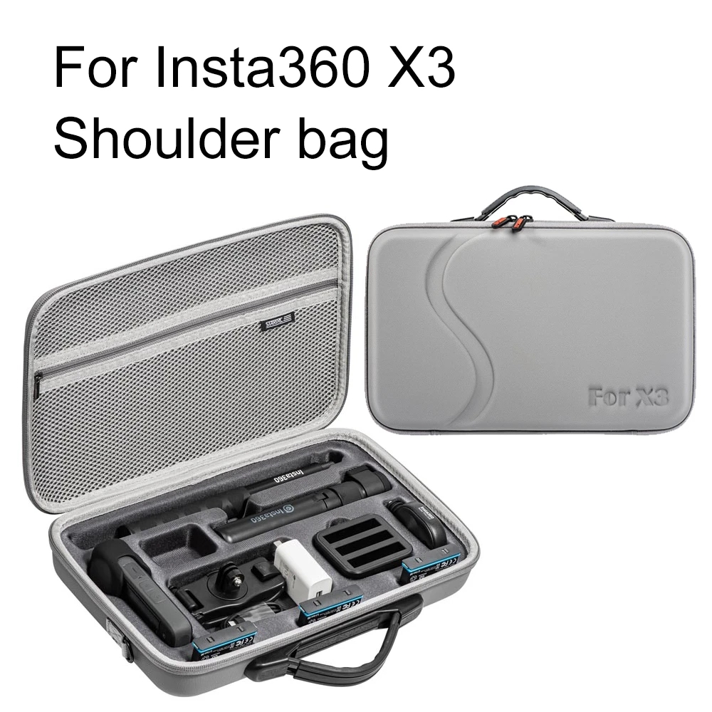 Camera Strap Portable Shoulder Bag for Insta360 X3 Accessories Storage Bag PU Waterproof Carrying Case for Insta360 ONE X3 Camera Handbag