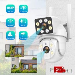 Cameras 1 / 4pcs Double objectif 5G CAME WIFI CCTV IP Surveillance Couleur nocturne Vision nocturne Extérieur Protection de sécurité imperméable Monice sans fil