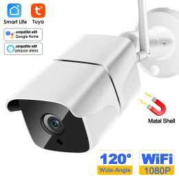 Cameras 1080p Bullet IP Camera Outdoor Ai Human Detect Two Way Talk Talk Security Cam Smart Home Color infrarouge Vision nocturne Tuya Alexa