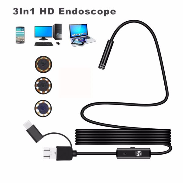 Cámaras Endoscopio 1080p Cámara USB USB Cámara USB C Endoscopio 2m 5m 10m Hard Flexible Flexible Camina de 8 mm Borescopio de tubería