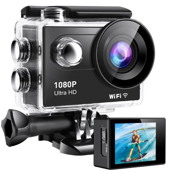 Caméras Caméra HD 1080p HD avec écran LCD 2,0 pouces 12MP 30M Antihaling imperméable de 120 °