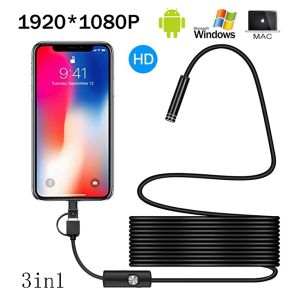 Camera's 1080p HD Camera USB Android Endoscoop Waterdichte IP67 Tube Inspectie Endoscoop Snake Cable 8mm Lens Borescope 8 LEDS LICHT