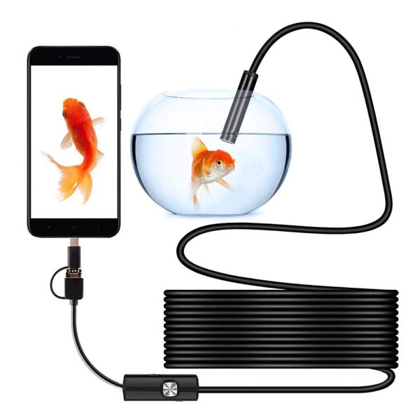 Caméras 1080p HD Endoscope étanche à tube imperméable Inspecter le borescope avec un objectif de 8 mm 6 LED pour le téléphone Android Phone Windows PC Endoscope Caméra