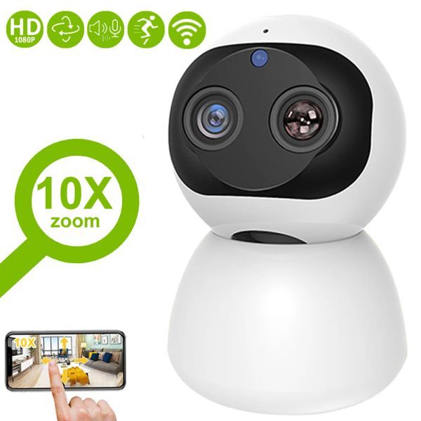 Cameras 1080p WiFi Camera IP Sécurité de sécurité Smart Home CCTV CCTV PTZ 360 10X Zoom Baby Monitor Securite Video Kamera 2.4G CAM