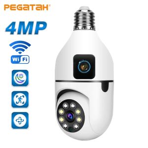 Camera's 1080p Wifi Dual Lens Bulb Camera V380 Wireless PTZ Camera IP Color Night Vision Twowayaudio Indoor Network Video Surveillance