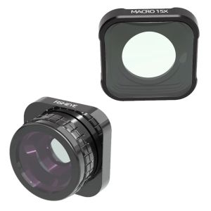 Cameras 15x Macro Camera Lens / Fisheye Lens 4K High Detehing Optical Glass Lens Vlog Shooting Accessoires pour Hero 10/9 Black