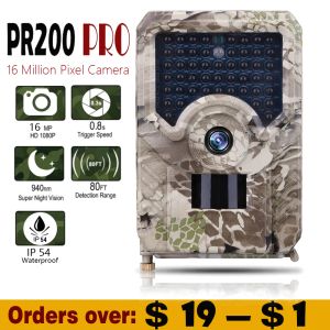 Cameras 16MP PR200 Pro Trail Camera 49pcs 940 nm IR LED Caméra de chasse IP54 APALIFICATION APALIFICATION APALIFICATE