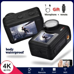 Camera's 2022 Nieuwe 4K 60fps Actiecamera onder water 20mp Body Waterdichte Eis WiFi Antishake Sporthelm Touch LCD CAM VIDEO Webcam