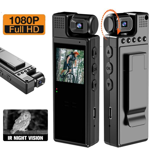 CAMERA 2023 WiFi 1080p HD Recordance vidéo 180 ° Ratotion Lens CamCrorder with Night Vision Portable Conference Outdoor Clip Action Camera