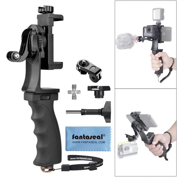 Cameras 2in1 Ergonomic Action Camera Grip Grip Smartphone Clip Stabilizer Handle Mount YouTube Vlogger Video Holde Kit pour GoPro Sony