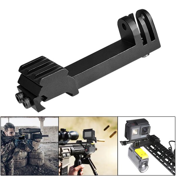 Cameras 2in1 Picatinny Weaver Rail Adaptateur Action Caméra pistolet AirSoft Gun Mount pour le héros GoPro Sony Sjcam Eken Xiaomi Yi Paintball Gunball