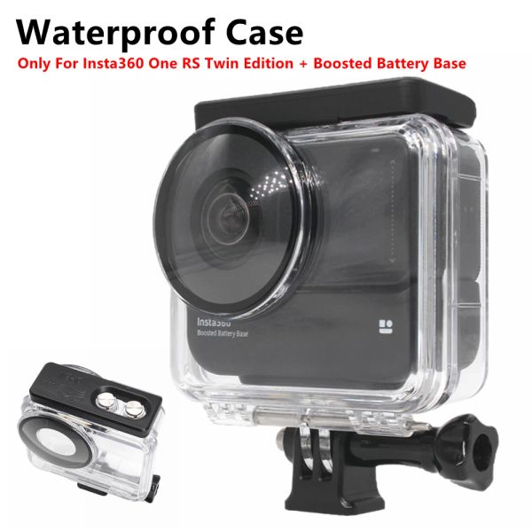 Cámaras de 30 m Case de buceo Cubierta impermeable para Insta360 One RS Twin Edition Dual Lente 360 Accesorios de cámara de base de batería aumentada