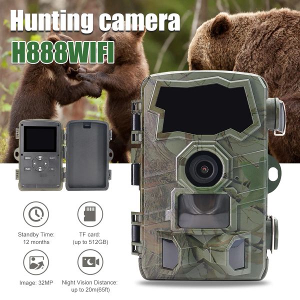 Caméras 32MP Caméra de chasse faunique WiFi Camera à distance de la Remote