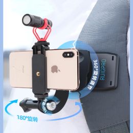 Cameras à 360 degrés à version rapide Rotary Backpack Clip Clip rapide Fast Clamp Mount pour l'iPhone Gopro Xiaoyi et tout le téléphone portable de 3,56,8 pouces