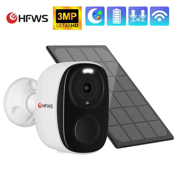 Cámaras Cámara de batería de 3MP con paneles solares de 3W Visión nocturna a todo color Protección de seguridad Wifi Cámara de sobrevaluación Mini CCTV