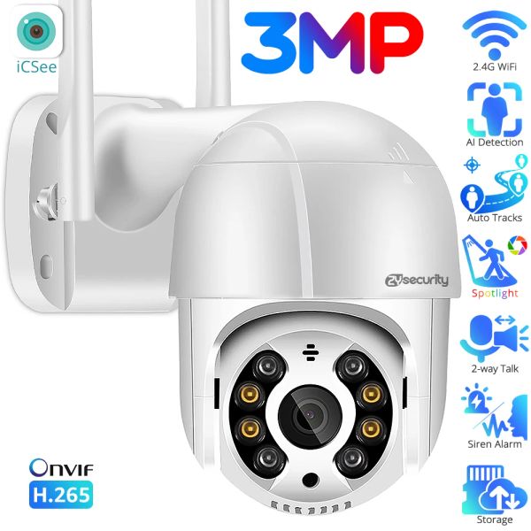 Caméras 3MP WiFi PTZ Camera Outdoor H.265 AI Détection humain Suivi automatique Speed Speed Dome Sécurité Home Sécurité CCTV CAME DE SURVEILLANCEMENT