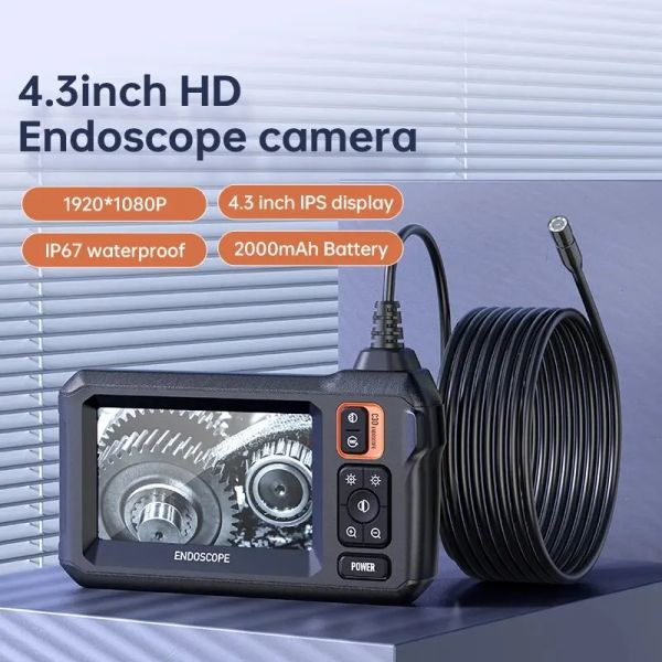 Caméras 4,3 pouces Industrie Endoscope Camera Explorer Explorer Borescope 2,7 cm Lens 1080p Snake Camera 8 mm IP67 Tipe étanche pour la voiture