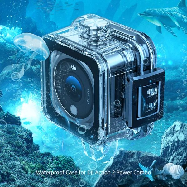 Cameras 45m Étui étanche pour DJI Action 2 Boîtier de plongée Coque de protection sous-marine Matière transparente élevée pour DJI Action 2