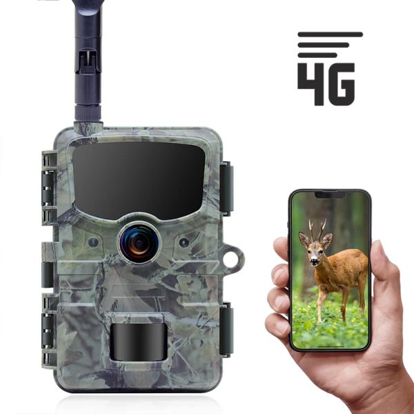 Cameras 4G LTE Cellular Trail Camera application Envoie une vidéo photo 24MP Wildlife Hunting Caméras Night Vision Motion Activé IP66 IP66