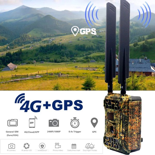 Cámaras 4G MMS/GPRS Cámara de senderos de vida silvestre Cámara de caza salvaje al aire libre HD 1080P Aplicación inalámbrica Control remoto Cámaras de monitoreo