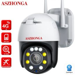 Caméras Caméra IP WiFi PTZ pour la protection de la sécurité 5MP HD 5x Zoom de la CCTV CCTV Caméra sans fil avec carte SIM Smart Home