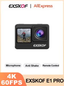Cameras 4k 60fps Action Caméra double écran exskof e1 pro wifi bicycle de moto de moto