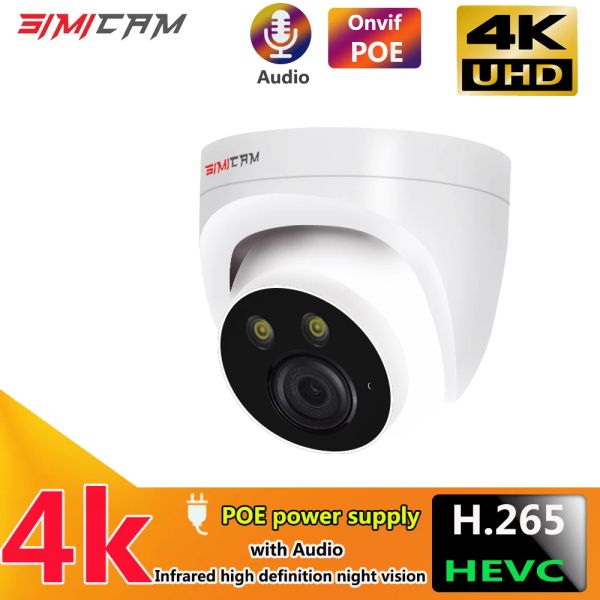 Cámaras 4K 8MP IP Camera Vigilancia Poe ONVIF H265 Audio Dome Onvif HD Visión nocturna Human Detect 48V 4MP Seguridad de video de CCTV para NVR