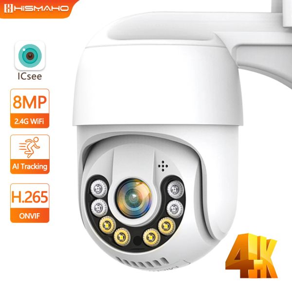 Cameras 4K 8MP WiFi IP Camera Outdoor Wireless 5MP Mini Security Video Studelance CAM 1080P PTZ ICSEE 4X Zoom Auto Track H.265 Alexa