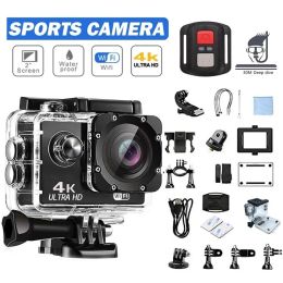 Cameras 4K Action Camera 30fps WiFi 2.0 "170D Ultra HD Sous-marin étanche Casque Video Recording Camera Camera Sports Camera Outdoor Cam