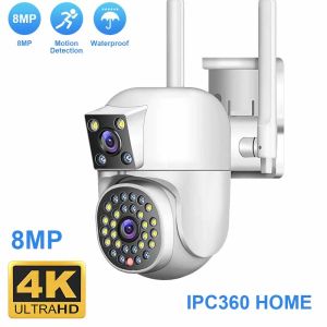 Cameras 4K HD Dual Lens WiFi WiFi Camera 2K double écran ptz caméra extérieur suivi automatique Sécurité Appareil photo étanche de surveillance IPC360 Home