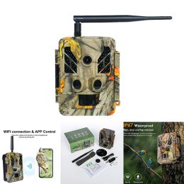 Cámaras Cámara de sendero de caza 4K con Wifi App 0.2s Trigger IR Range 30m Soporte de seguimiento GPS IP67 Motaje de vida silvestre impermeable Survel