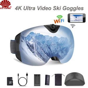 Cámaras 4K Ultra Video Skisunglass Goggles Cámara wifi con súper 1080p 60fps grabación de videos antifog snowboard uv400 lente de protección