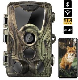 Cameras 4K Vidéo Live Show Stream Hunting Trail Camera 30MP App Bluetooth Control Wildlife Caméras Night Vision Taps Photo Taps WiFi801PRO