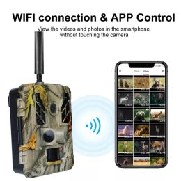 Cámaras 4K Wifi Aplicación Camera de caza Trail FOV 120 grados 0.2s Trigger IR Range 30m 4K Video 48mp Imagen IP67 para Surveilliance Wildlife