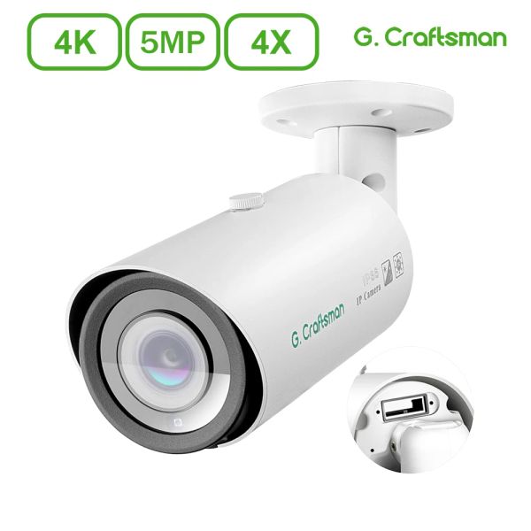 Cameras 4K Zoom IP Camera Poe 2.812mm 4x 20fps Sony Sensor Security CCTV avec Slot TF H.265 SUPPORTEMENT AUDOOR AUDOO