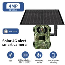 Camera's 4MP 4G 6W Solar Camera Hunting Trail Camera Twewayay Audio PIR Sensing Infrarood Night Vision Motion Detectie Wildlife Cam