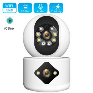 Camera's 4MP Dual Lens Wifi Camera Dual Screen Baby Monitor Auto Tracking AI Human Detectie Indoor Home Secuiryt CCTV Video Surveillance