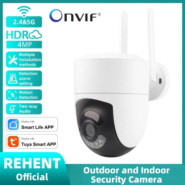 Cámaras 4MP ONVIF 2.4G/5G Banda dual Cámaras de seguridad para el hogar Detección de movimiento impermeable Cámara de alarma IP exterior Cámara de vigilancia