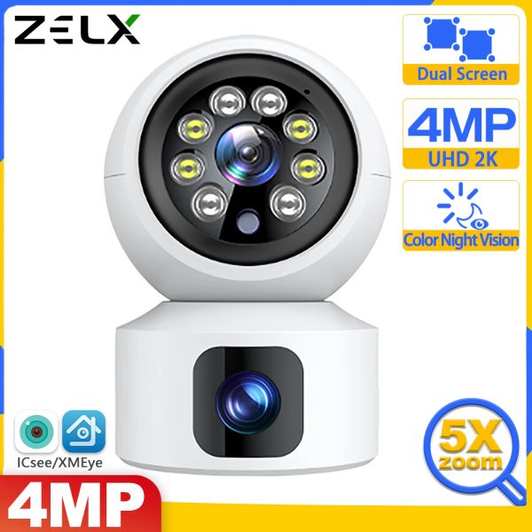 Caméras 4MP Caméra WiFi avec deux écrans 3MP Baby Monitor WiFi Camera Smart Home Security Protection Indoor Mini CCTV SURVEILLANCE CAMS