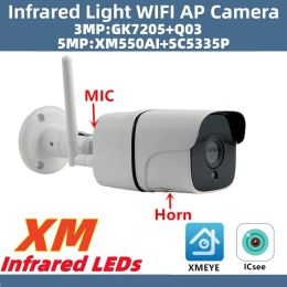 Cameras 5 / 3MP Infrarouge Lumière Intégrée Intégrée Mic en haut-parleur WiFi Wireless AP IP Outdoor Metal Bullet Camera Sdcard Slot Xmeye ICSEE P2P IP66