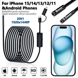 Camera's 5.5/8mm endoscoop voor Android iPhoneios smartphone Autopijp Automotive Boroscoop Rioolinspectie Hulpmiddelen Endoscopie Camera -apparaat