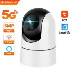 Cameras 5G WiFi Baby Monitor 5MP Tuya IP Camera 1080p Sécurité Protection en intérieur Mini vidéo de surveillance Auto Tracking Smart Home Alexa