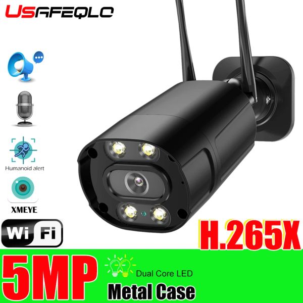 Cámaras Cámara de seguridad de vigilancia HD de 5MP/1080p Outdoor IP HD de dos formas de Audio IR Night Vision Bullet Wifi Camera