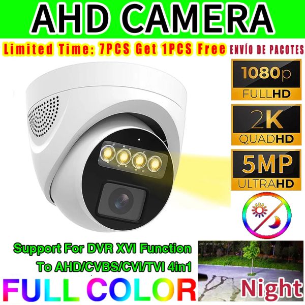 Cameras 5MP 24h Vision nocturne en pleine couleur CCTV AHD DOME CAMERIE INDOOR 4MP 1080P HD 4Array Luminal LED Digital H.265 pour la sphère vidéo domestique